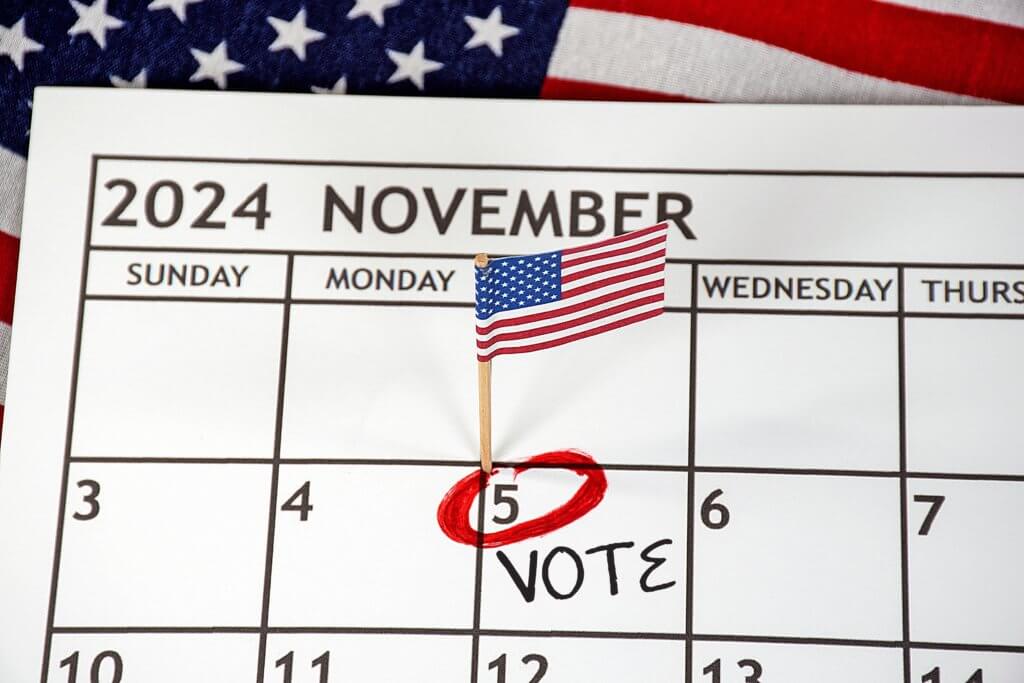 Calendar highlighting election day